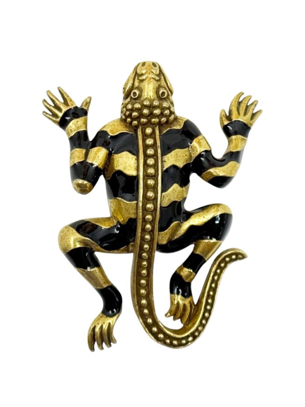 MMA Metropolitan Museum of Art Gold tone enamel Egyptian Lizard God brooch